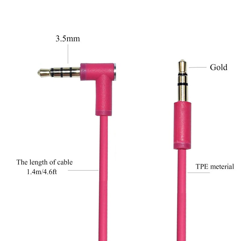 Arzweyk Replacement Audio Cable with in-line Mic & Volume Control Audio Extension Cord Compatible with Beats by Dr Dre Solo2 Solo3 Studio3 Solo/Studio/Pro/Detox/Mixr/Executive/Pill Headphones (Pink) - Image 3